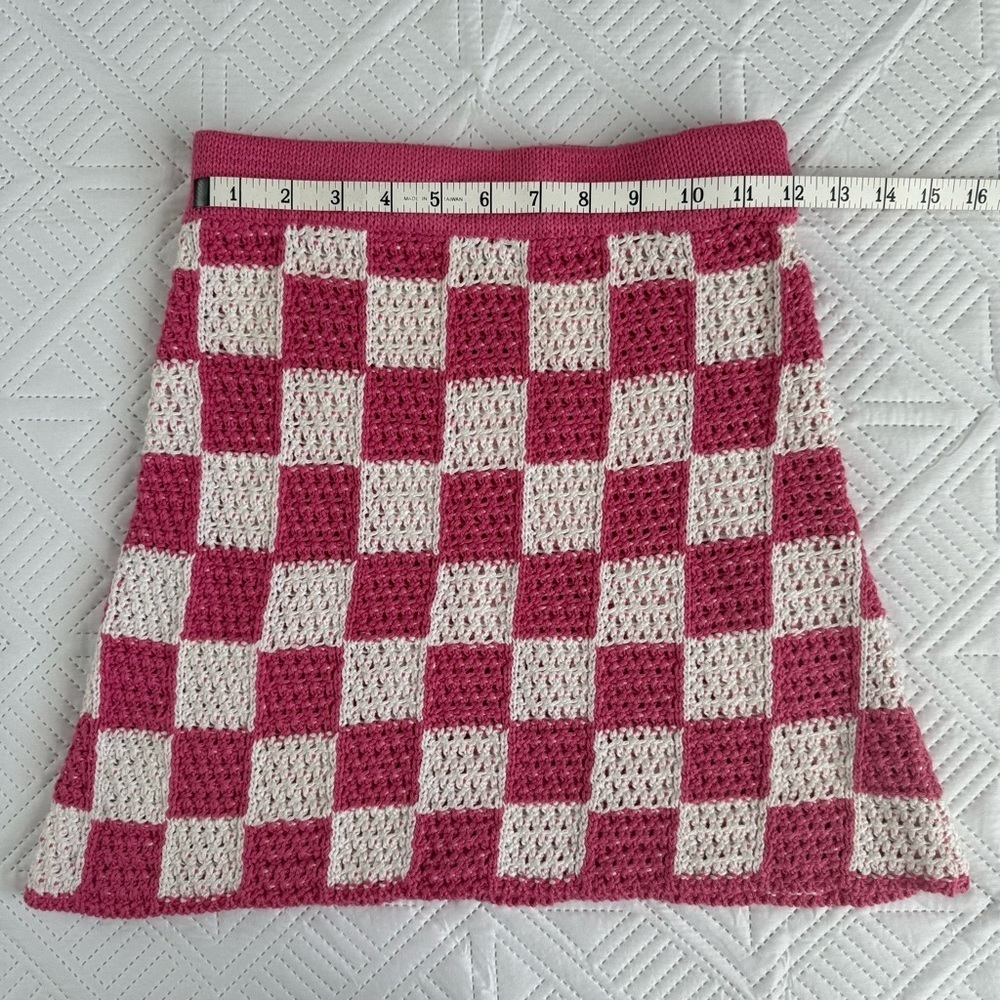 Frankies Bikinis Jasper Crochet Skirt In Pink Checker Size Small - Picture 8 of 10
